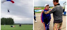 70-летняя бабушка впервые в жизни прыгнула с парашютом