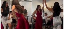 Две девушки устроили красивый танец под живую музыку