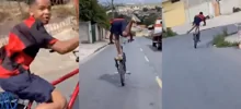 Велосипедист врезался в стену, забыв повернуть