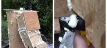 Мужчина утеплил уличную колонку