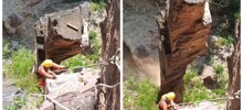 Как в Китае очищают горы от падающих камней