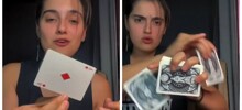 Девушка продемонстрировала пластику рук с игральными картами