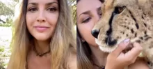 Обворожительная девушка дружит с&nbsp;гепардом
