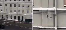 В Москве сосульки сбивают с помощью новейших инженерных технологий