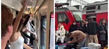 Парни и девушки выкупили все купе в вагоне и хорошо провели время