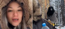 Ворона присела на плечо москвички и проявила неожиданный интерес к её вещам
