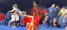 Неудачный трюк в цирке: мужчинам не удалось поймать артистку