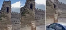 В&nbsp;Испании рухнула популярная  башня средневекового замка на глазах у туристов