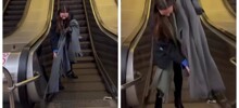 Эскалатор "зажевал" пальто девушки