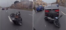 ДТП без криков: владелец авто поддержал упавшего байкера