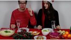 Немцы пробуют блюда с русского новогоднего стола