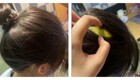 В Китае новый тренд: девушки используют кожуру от помело как накладку для прически