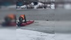 В Башкирии спасатели вытащили спаниеля, провалившегося под лед реки Белой