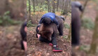 Мужчины играют с медведем