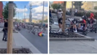 Массовый завал велосипедистов в Москве попал на видео