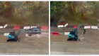 В Москве водитель экскаватора нашел себе развлечение во время ливня