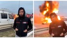 Машина взорвалась прямо за спиной у парня, который решил снять видос