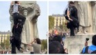 Женщина упала со статуи во время акции протеста в Париже