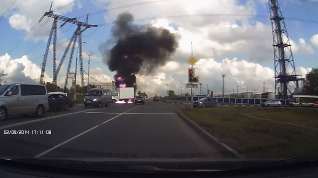 ГАЗель загорелась после ДТП