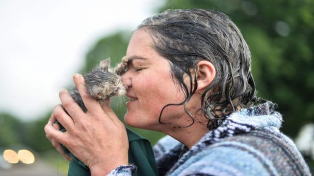 Спасательница нырнула в сливную трубу ради спасения котенка  
