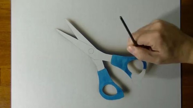 Невероятно реалистичный рисунок ножниц