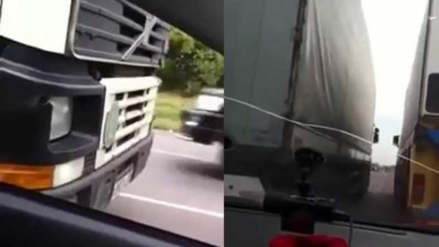 Тупой водитель чуть не наложил кирпичей когда зажали в "коробку" водители фур