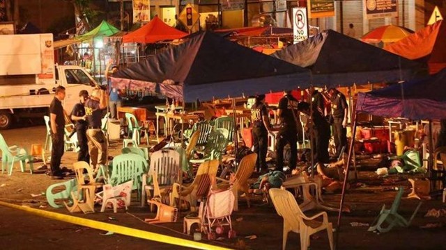 Последствия взрыва бомбы на рынке в Филиппинах