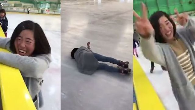 Девушка впервые за 4 года встала на коньки