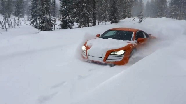Audi R8: Снег не помеха для Quattro