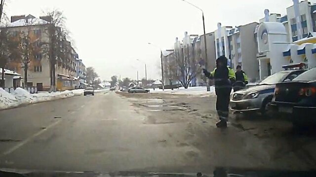 В Беларуси водитель не пропустил пешеходов, которые шли на "красный", и получил штраф