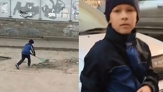 Будущий глава Росавтодора: в Омске мальчишка с детской лопаткой засыпал ямы на дороге