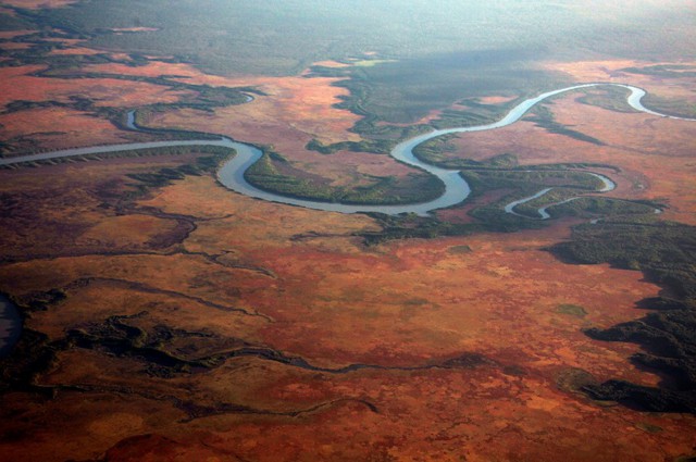 Вид на земли северной Австралии с высоты птичьего полёта