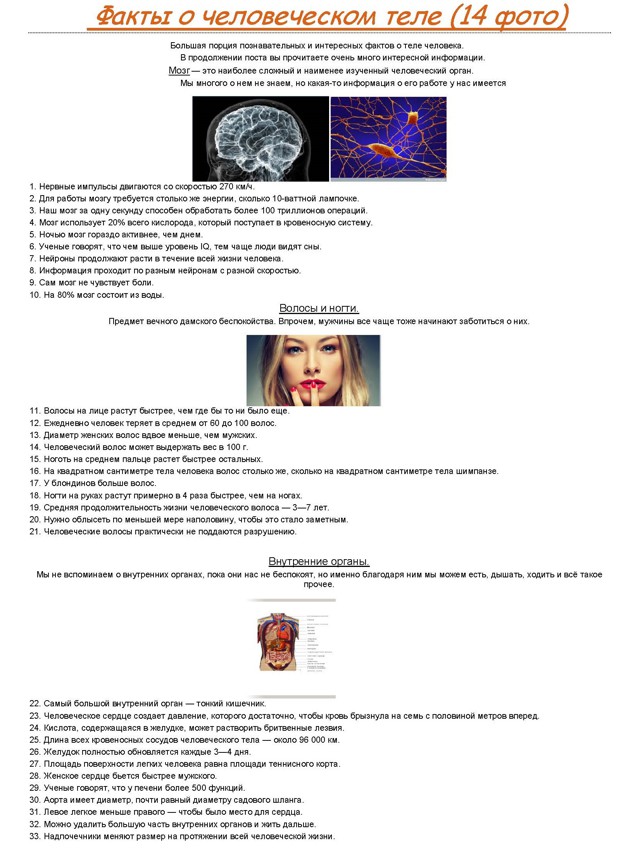 Особенности нашего организма.