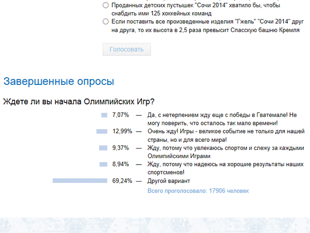 На сайте Олимпиады закрыт опрос, насмешивший СМИ...