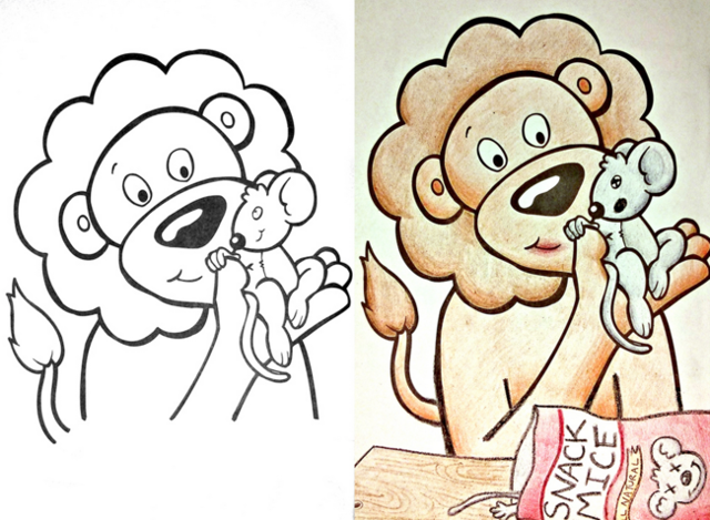 "Добрые и веселые" дети раскрашивают картинки на свой лад 