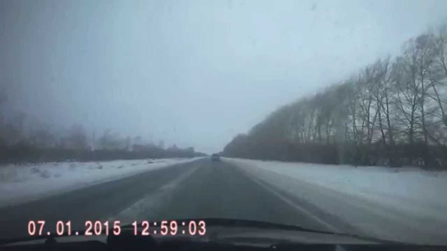 Занос с переворотом. Трасса Новосибирск-Павлодар. ДТП 07.01.2015