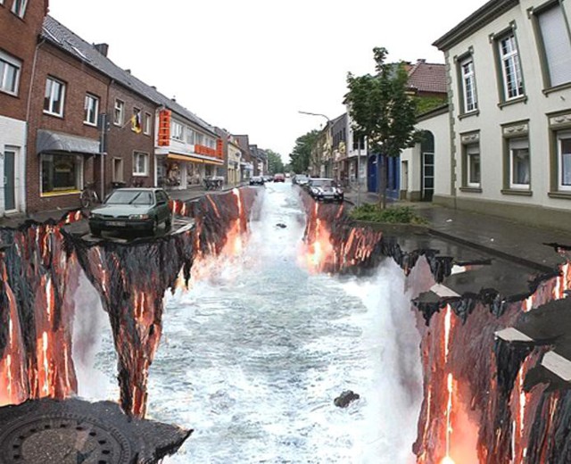 Знаменитые 3D рисунки мелками на асфальте