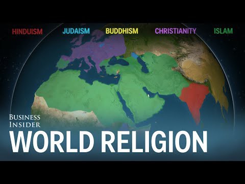 Распространение пяти основных мировых религий на Земле