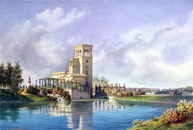 Петергоф. Розовый павильон (Павильон Озерки) 1845-48 и Бельведер
