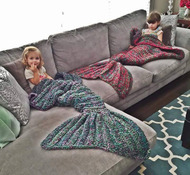 Вязаные одеяла в виде хвоста русалки от Мелани Кэмпбелл