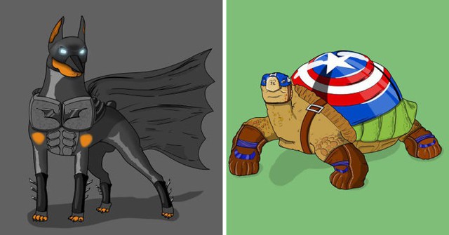 Забавные иллюстрации с животными в роли известных супергероев