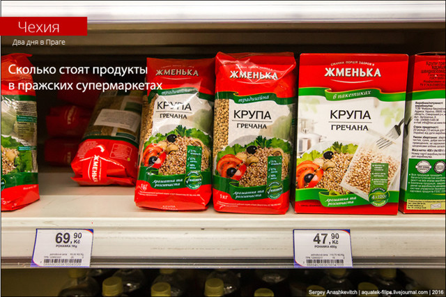 Цены на продукты в супермаркете Праги