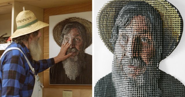 3D-портрет из шурупов, который теперь может "увидеть" слепой художник