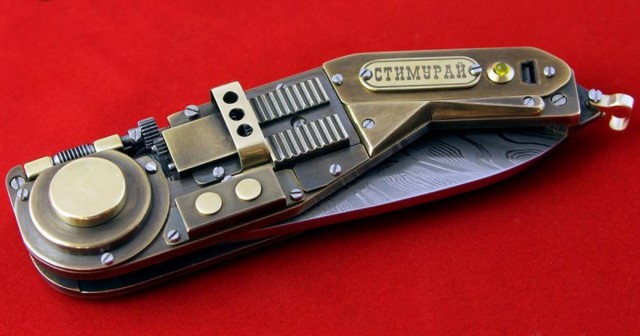 "Стимурай": электромеханический самооткрывающийся нож стимпанк-диверсанта 
