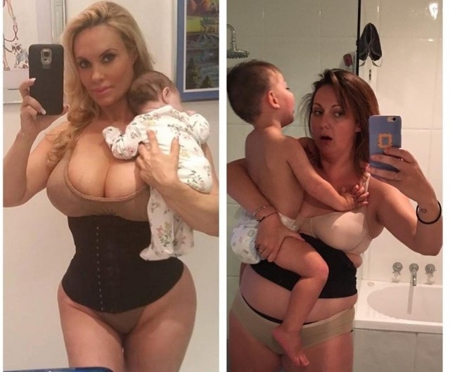 Мама в Инстаграме vs. в реальной жизни: забавные пародии на фотографии знаменитостей