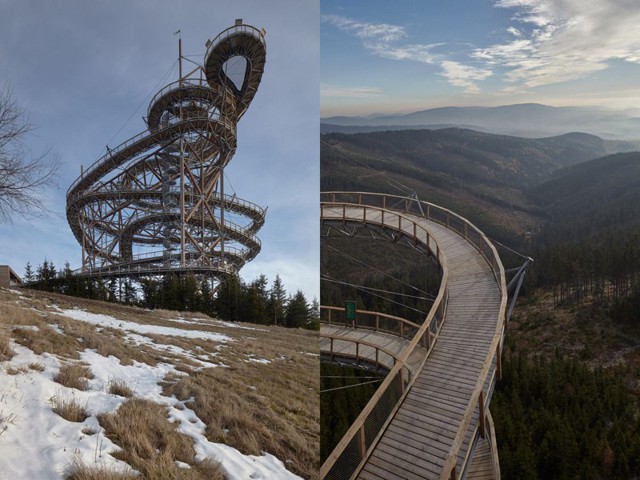 101-метровая петлевая горка Sky Walk в горах Чехии
