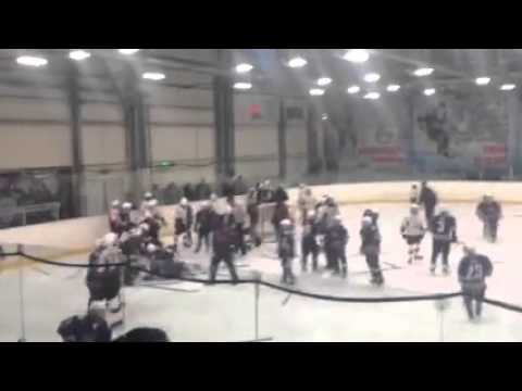 Драка юношеских хоккейных команд на льду