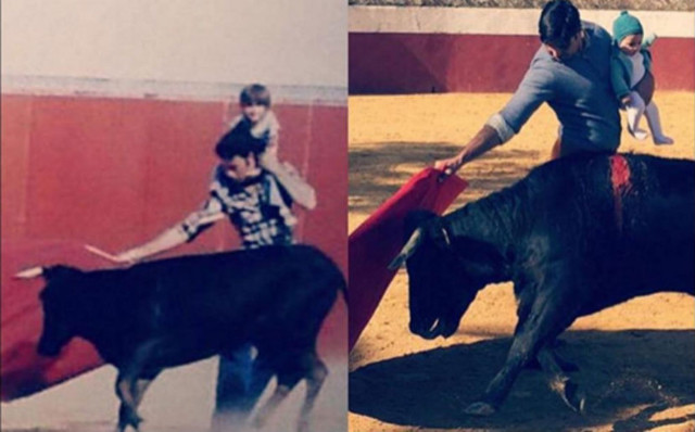 Испанский матадор сражался с быком с пятимесячным ребенком на руках