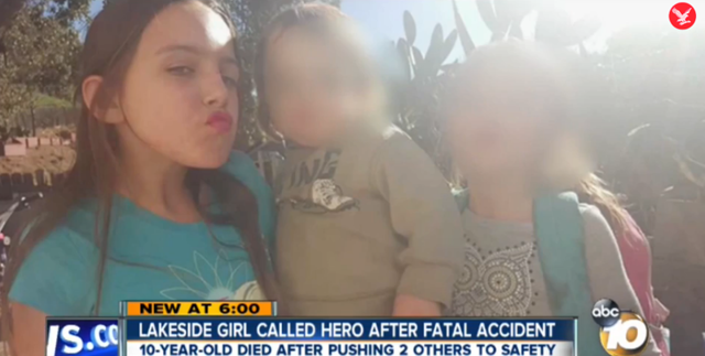 10-летняя девочка из Калифорнии спасла двух маленьких детей от гибели под колёсами автомобиля ценой собственной жизни
