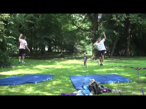 Прыжки на канате на резинке Слэклайн﻿ Slackline